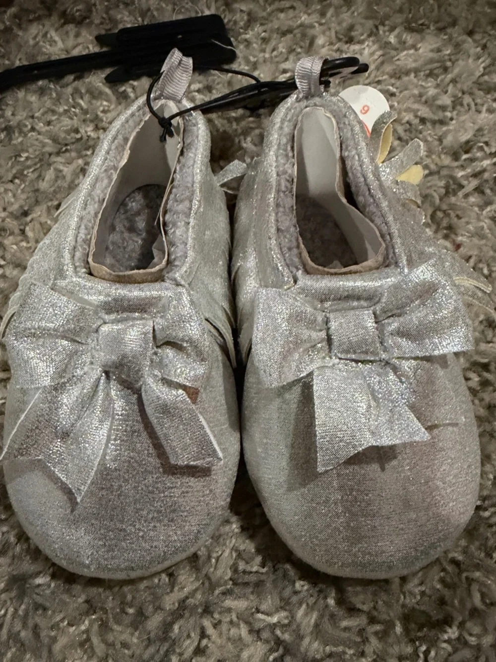 Wonder Nation Silver Slipper Moccasin Shoe Sherpa Lined